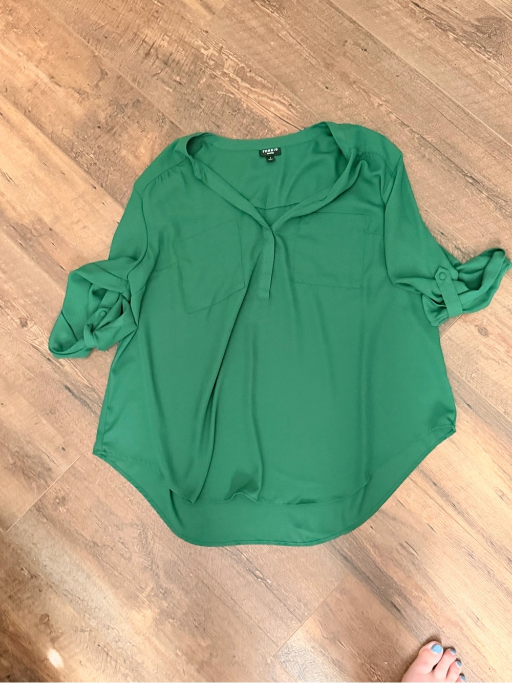 torrid Emerald Green Split V-Neck Blouse